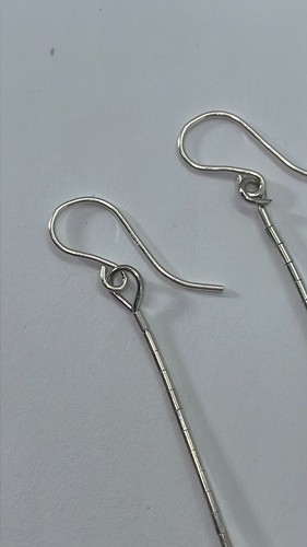 Pearl & Sterling Silver Native American Tube Beads Earrings New 1.5” Handmade - Picture 3 of 6