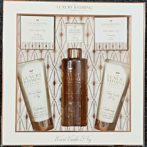 New The Luxury Bathing Company Warm Vanilla & Fig 6 Pc Gift Set For Women - 第 1/3 張圖片