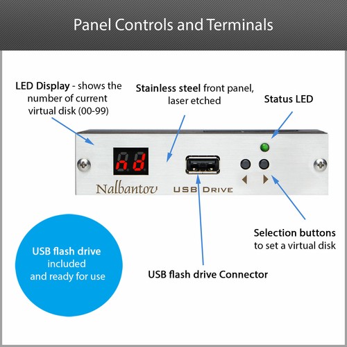 USB Floppy Disk Drive Emulator N-Drive Industrial for HP 4145A (5.25" drive) - Picture 5 of 12