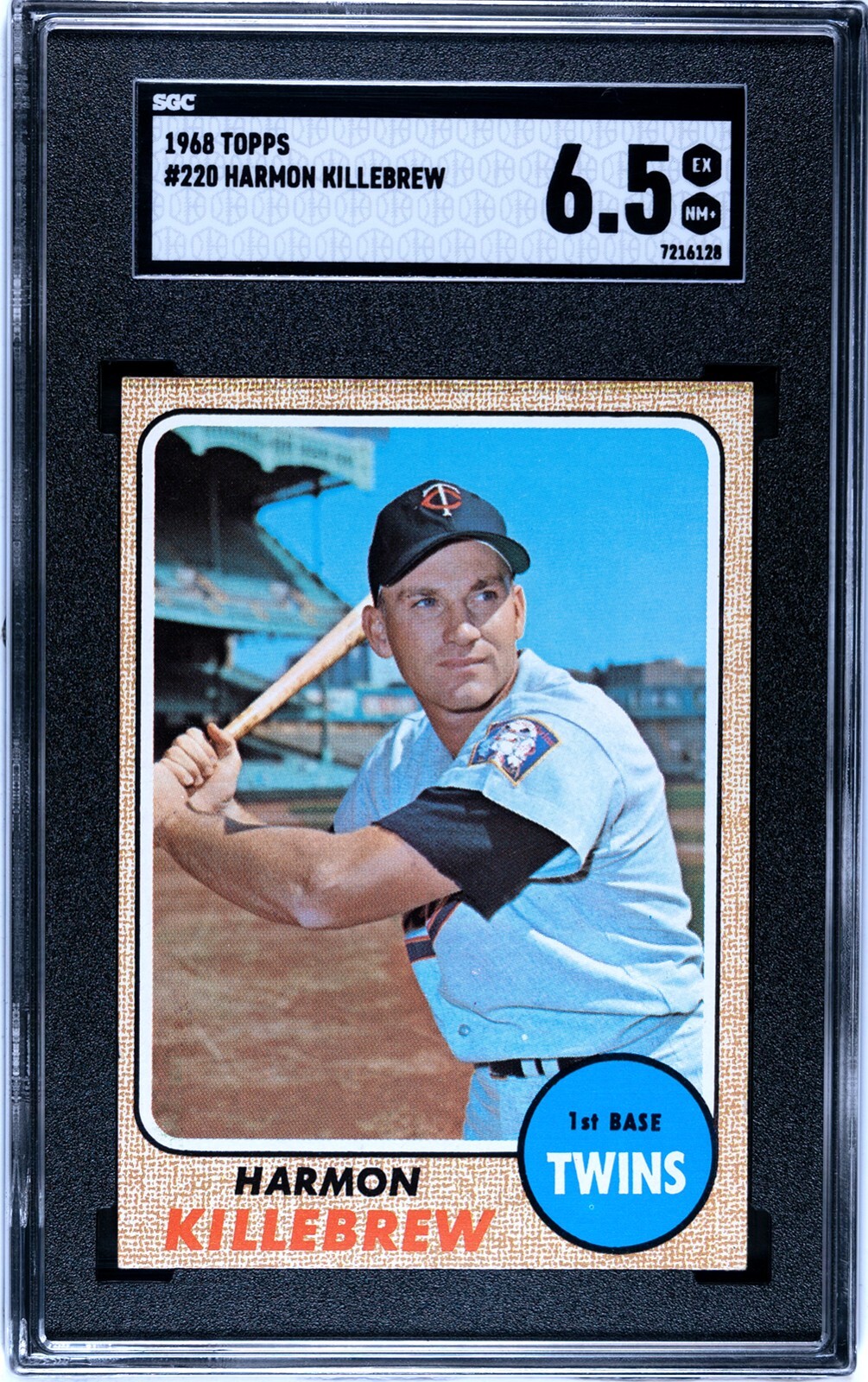 1968 Topps HARMON KILLEBREW Twins #220 SGC 6.5 EX/NM+