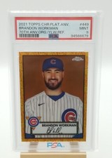 2021 Brandon Workman #449 Orange/Yellow Ref/25 Topps Chrome Platinum-PSA 9-POP 1