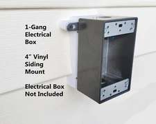 4 Inch Vinyl Siding Mount Bracket for 1 Gang Electrical Box 3D Printed