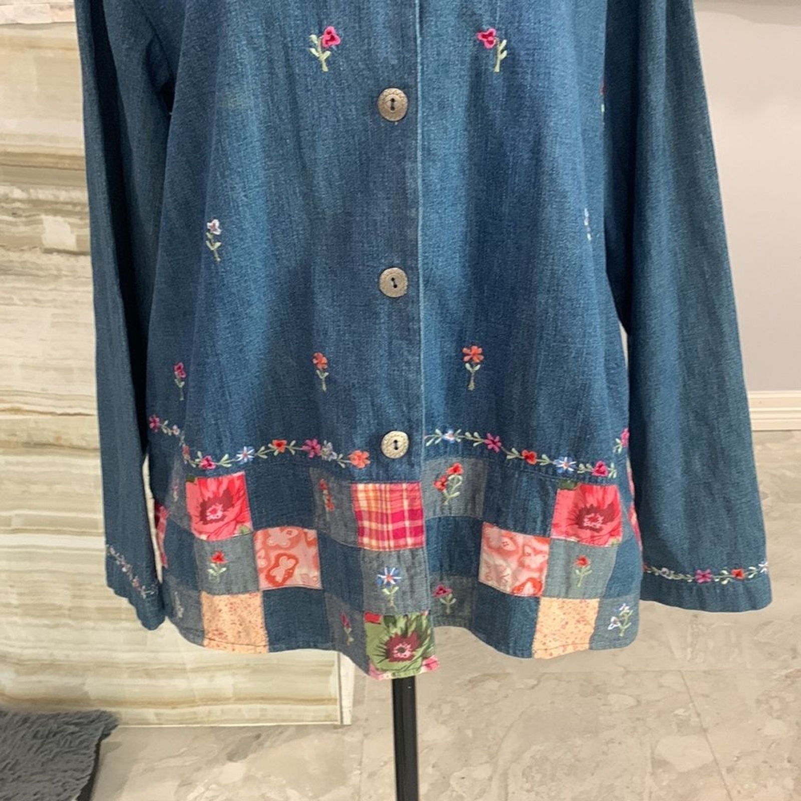 Bobby Brooks Spring Patchwork Denim Style Top. Si… - image 4