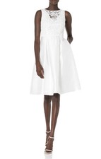18. Adrianna Papell Illusion Guipure Mikado Dress Ivory Sz 2 Nwt Wedding formal
