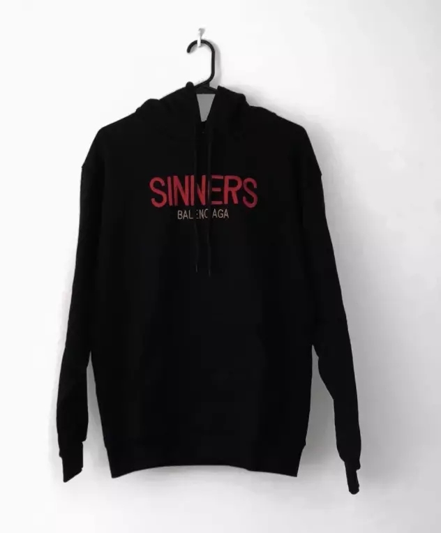 Balenciaga Sinners-embroidered cotton sweatshirt Black Sz SMALL Oversized