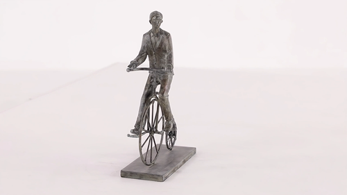 Decorative Sculpture of Man Riding an Old Bike - Video 1 of 1