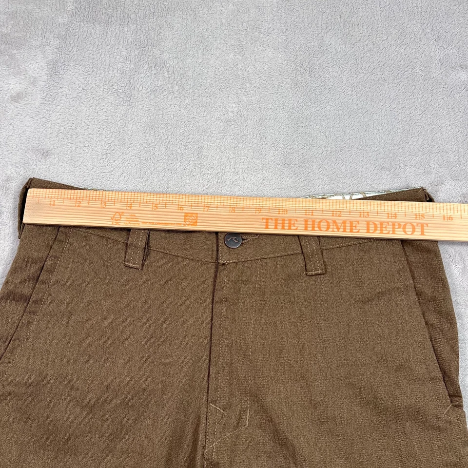 Pantalones Cortos Oxidados Para Hombre Talla 30 Cintura Marrón Y2K Estilo Surf Largo 11 Entrepierna Bolsillos con Solapa Foto 3 de 4