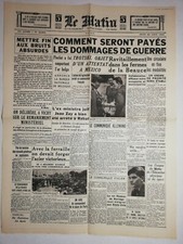 N1143 The Front Page Of The Newspaper Le Matin August 22 1940 War Damages