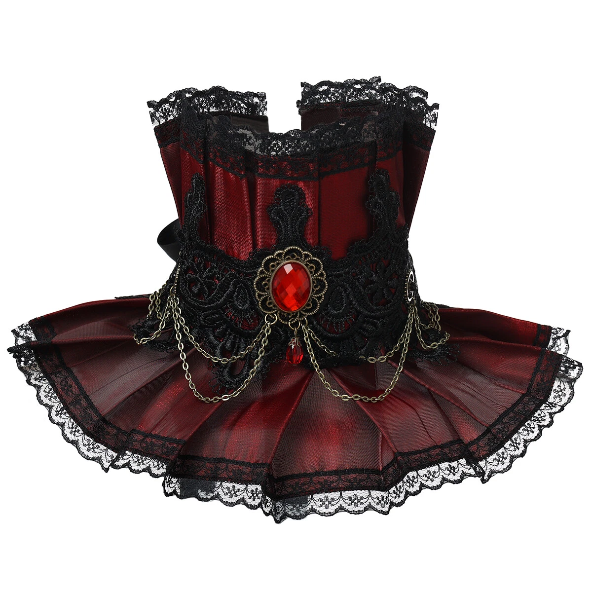 Gothic Women Neck Collar with Ruffle Victorian Lady Choker Collar