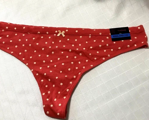 Women's Thong Panties 3XL or 10 orange Fire Cotton Blend Polka Dot