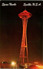 Seattle WA Space Needle Night View Postcard Used (33036)