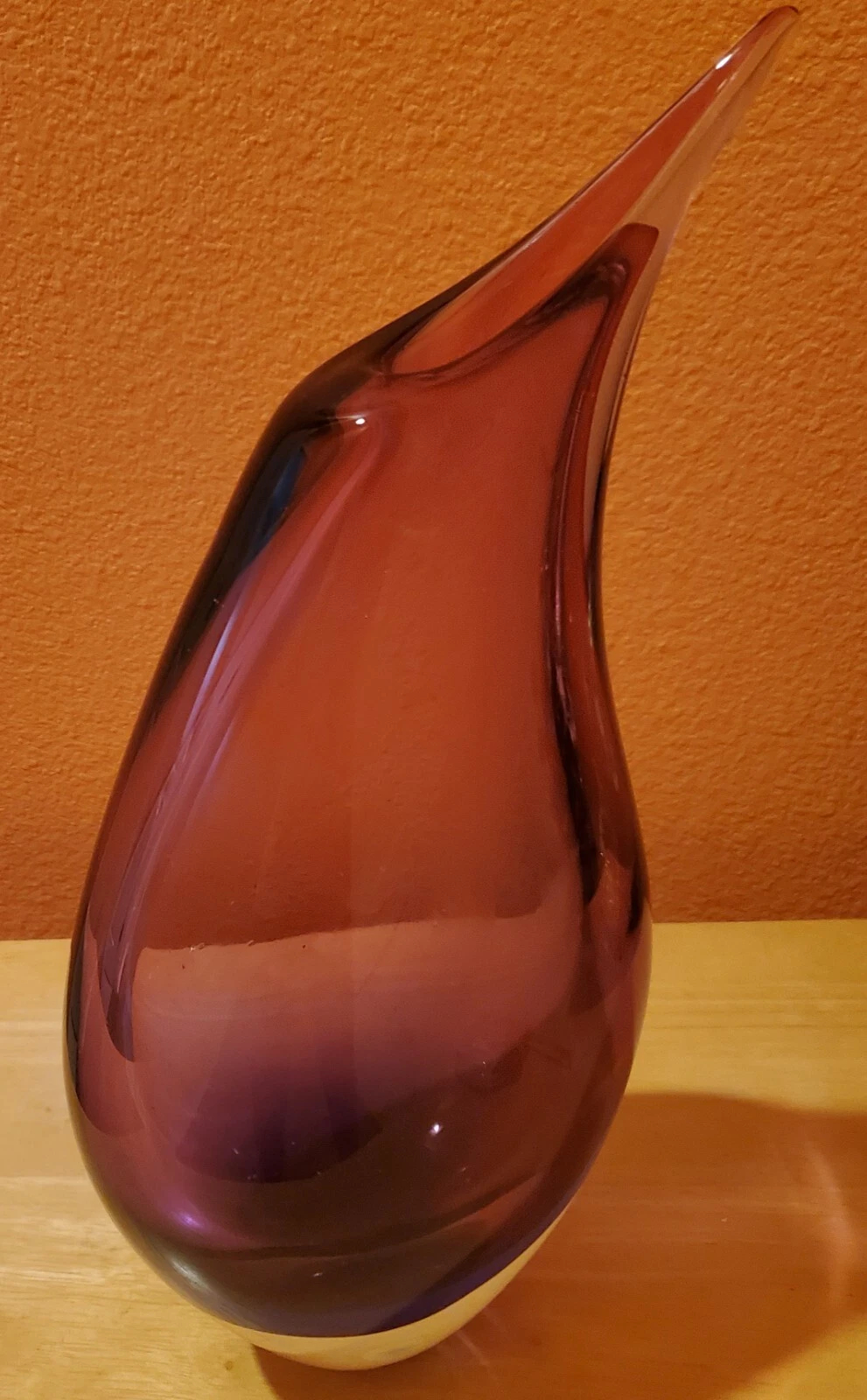 Purple glass vase double walled 15 inches tall