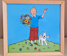 Tableau Tintin image en métal 24cm x 23cm Création no Pixi