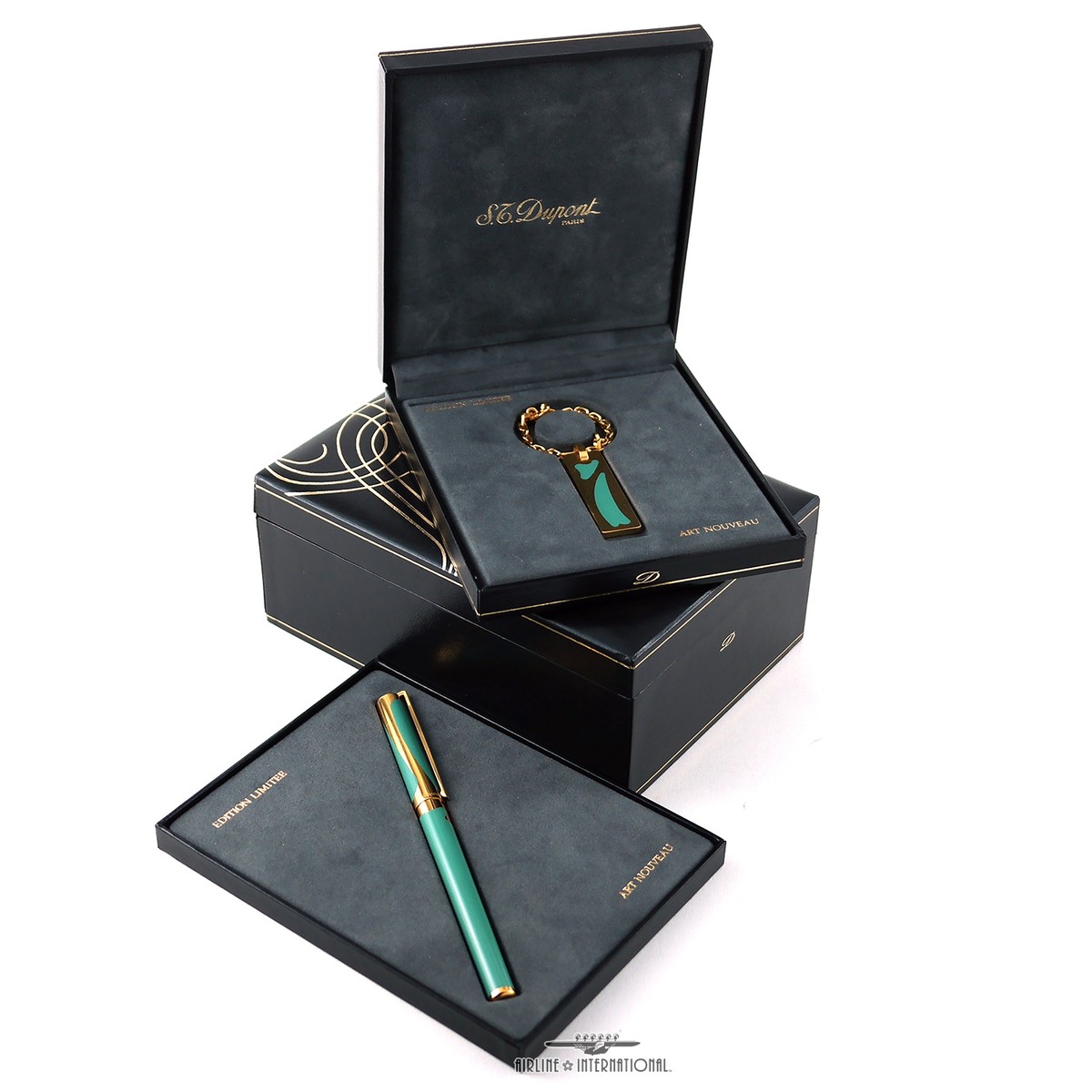 S.T. Dupont Art Nouveau Green Fountain Pen & Key Chain | eBay