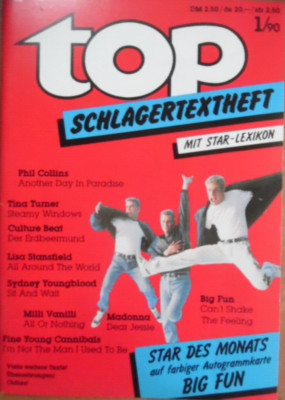 TOP SCHLAGERTEXTHEFT 1 - 1990 (177) Autogrammkarte BIG FUN Maurice Gibb Bravo