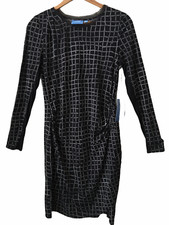SIMPLY VERA WANG Black Long Sleeve Texfence Mini Dress Tunic Size M ✨New✨