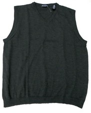 BRANDINI Men's Sleeveless V-Neck Grey 100 wool Sweater Vest L made in Italy