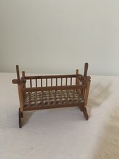 Casa delle bambole vintage miniatura shackman legno bambino culla a dondolo materasso culla