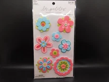 The paper Studio la petites 3D Button Flower stickers 8pc