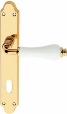 Maniglia Porta con Placca 8 x 70 mm ottone e Ceramica Serie Asti Linea Calì