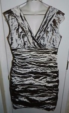 NICOLE MILLER Gold Label Silver Ruffle Dress with Matching Shawl Size 8 CH0105