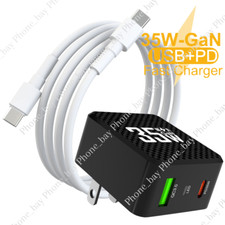 For Android iPhone 15 Pro PD Cable 35W GaN Fast Charger USB-C Power Adapter Cube