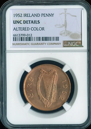 1952 Ireland Penny 1D NGC UNC Details Quality