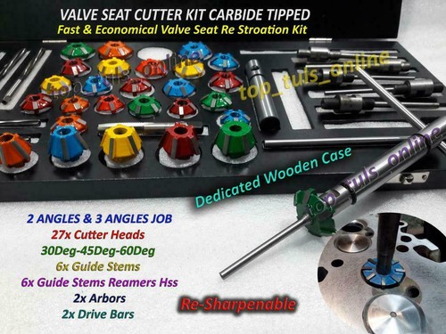 Valve seat cutter kit Go Kart Mower Motorcycle ATV 3 Angle Valve Job - Picture 2 of 11