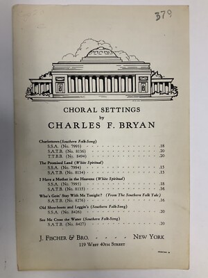Charlottown Southern Folk Song 1944 Chas F Bryan SheetNoteMusicCom J Fisher &Bro
