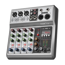 Aveek Audio Mixer Console di Mixaggio con Scheda Audio Digitale a 5 Canali USB