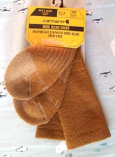 CARHARTT "FASTDRY" HEAVY WEIGHT WOOL BLEND CREW SOCKS Beige Large 9-11.5/10-12.5