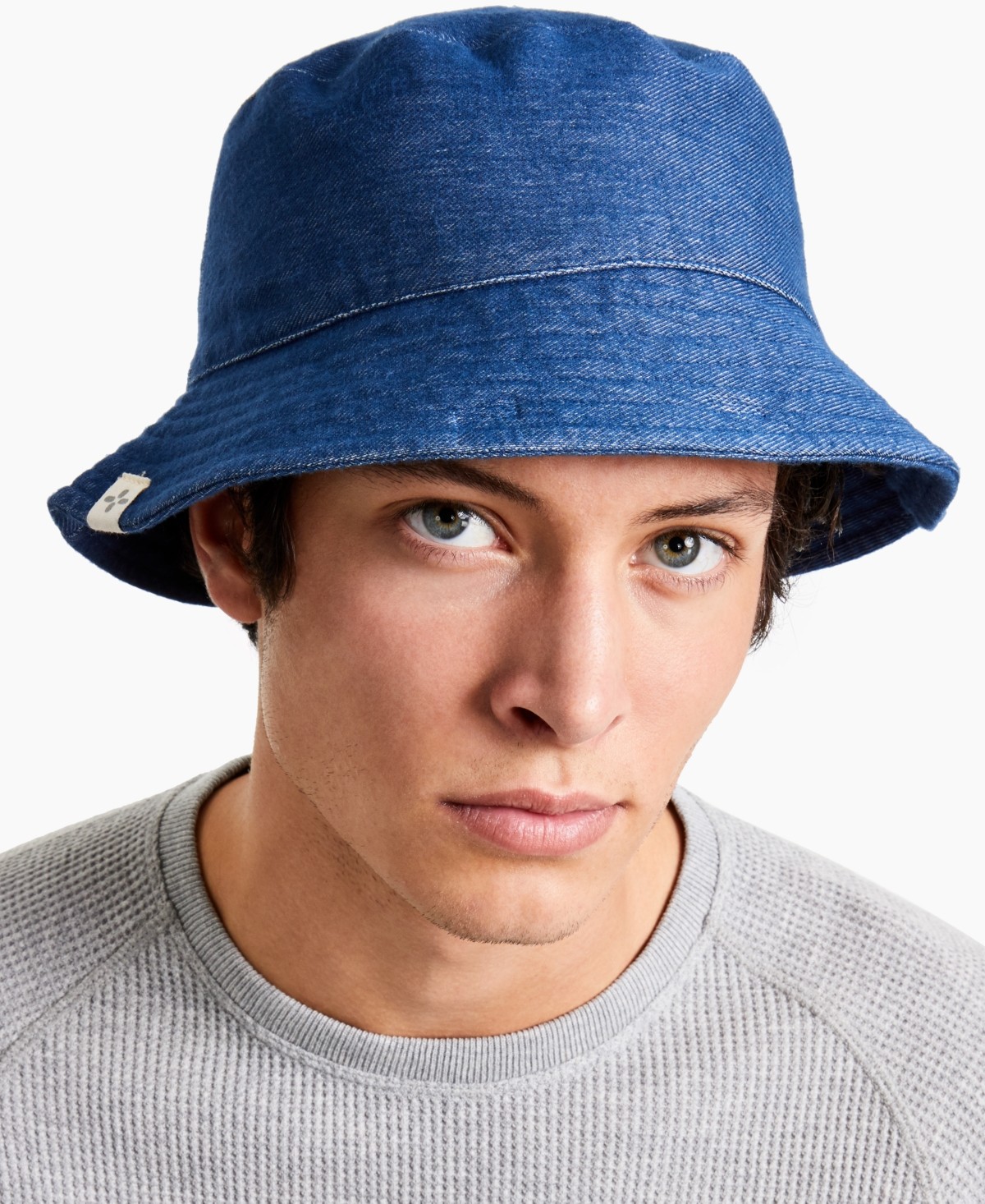 SUN STONE Mens Chambray Fitted Bucket Hat Blue OS 3890₽
