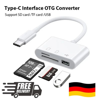 Type C Adapter TF SD Memory Card Reader OTG Writer Compact Flash USB-C