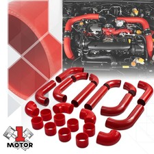 14pcs 2.5 Inch Red Aluminum Turbo Intercooler Pipe Kit Silicone Hoseclamp