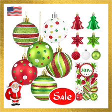 30Pcs Christmas Ball Ornaments, Red and Green Christmas Ornaments, Christmas Tre