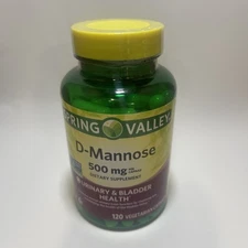 Spring Valley D-Mannose 500mg 120 Veg Capsules Urinary Tract Support Supplement