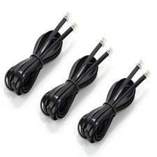 3 PCS RJ12 Cable Phone Cord 10 Feet 6P6C Male to Male Straight Wired Black