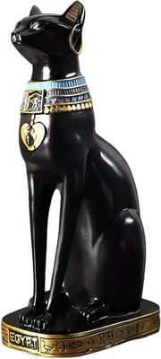 12 Inch Tall Black Egyptian Cat Goddess Bastet Statue, Ancient Egypt Bast Figuri
