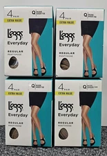 4 X Leggs Everyday Regular Pantyhose Size Q Nude Sheer Toe 4 pr per box-16 total