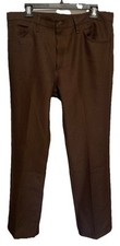 Vintage 70's Wrangler Men Brown Polyester Boot Cut Flare Pants Trousers 35/30