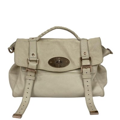 MULBERRY Hand Schultertasche Beuteltasche Handtasche 2-Wege Alexa Leder creme...