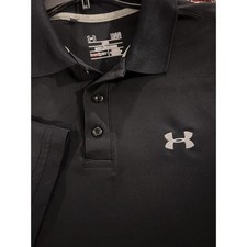 UNDER ARMOR Black Golf Performance Polo Shirt Size Large With Logo
