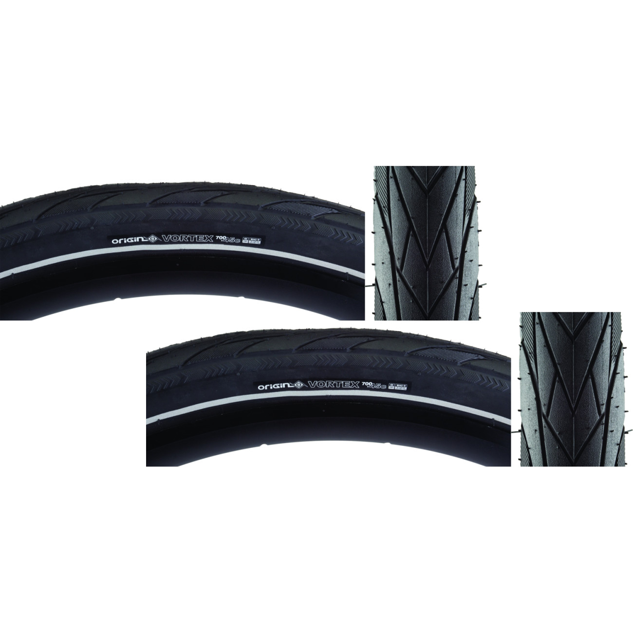 Pack of 2 Origin8 Vortex 700x45 Wire TPI 60 BlackBlack Reflective Road Tire 13290₽