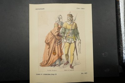 Picture Board Costume Vintage Bow 15 Germany Burgfrau Knight 1300 Hunter Color