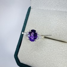 Amethyst Ring, 925 Sterling Silver, Three Stone Ring, Purpose Ring