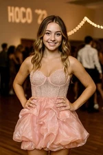 Women’s Dress Size L Corset Top Homecoming Prom Party Birthday Short Pink Formal