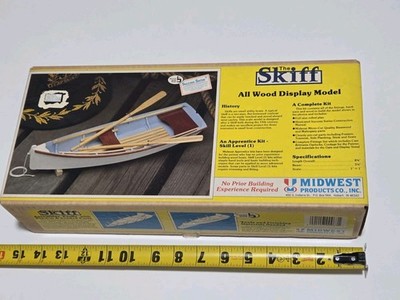 Vintage ''The Skiff'' Midwest Products All Wooden Display Model Boat Kit #967 NOB