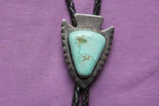 Vintage Hand Made Sterling Silver Turquoise Native American Arrow Head Bolo Tie