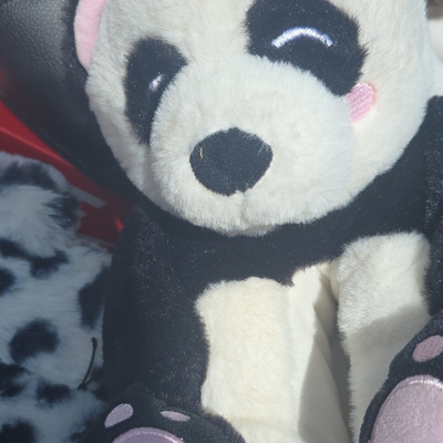 Medium Panda Stuffed Animal Plush Toy Black White Pink 14-24 in