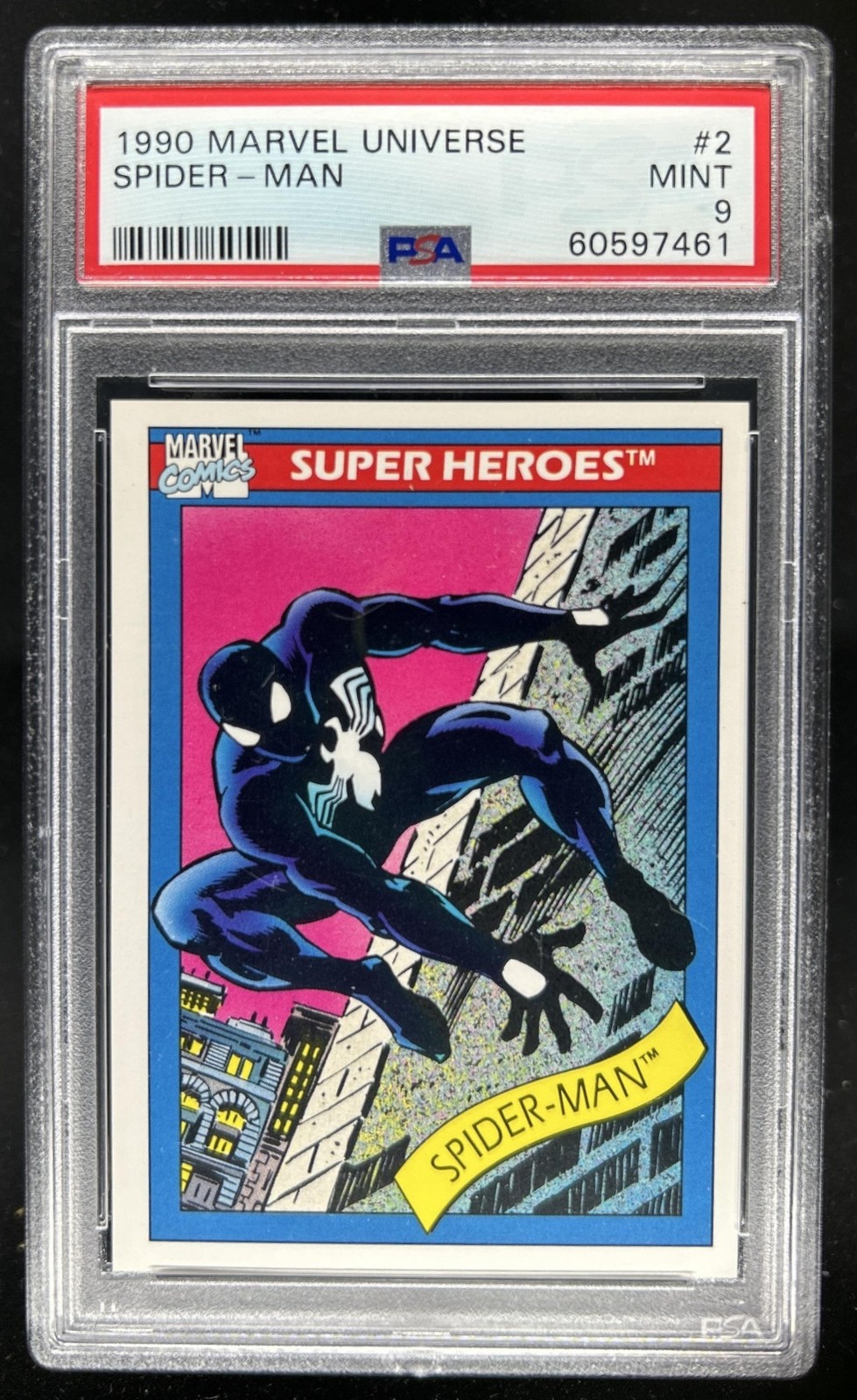 1990 Impel Marvel Universe Spider-Man #2 PSA 9 view 1